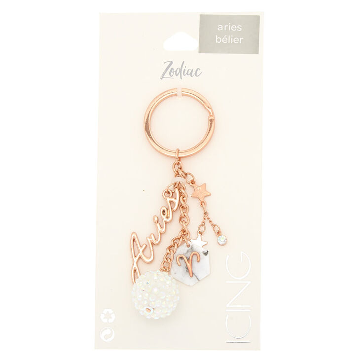 Zodiac Rose Gold Keychain - Aries,