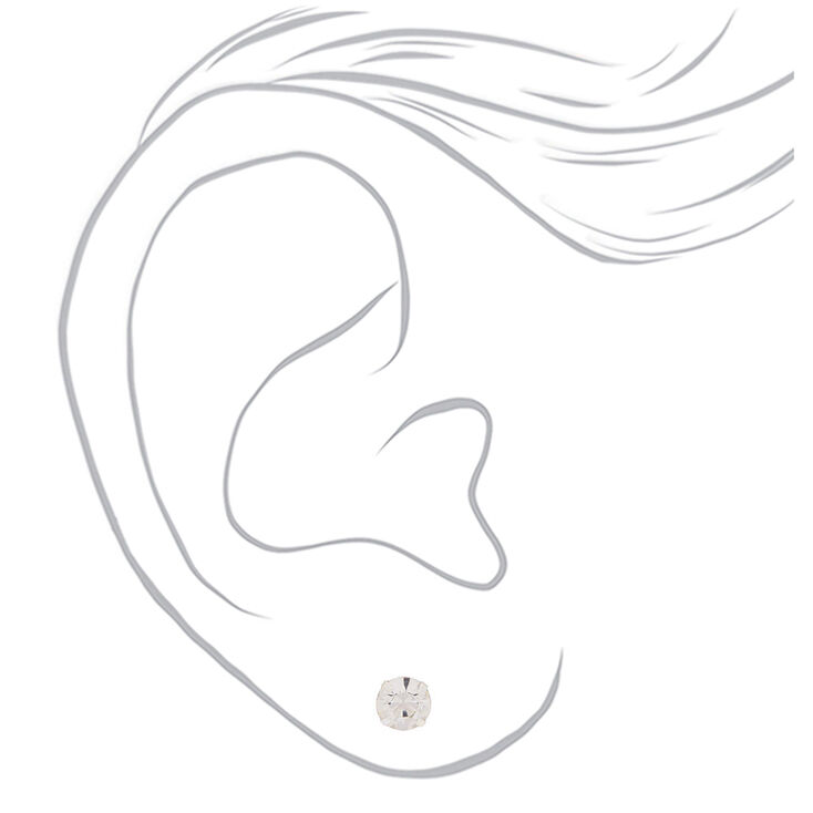 Silver Graduated Crystal Pearl Stud Earrings - 9 Pack,