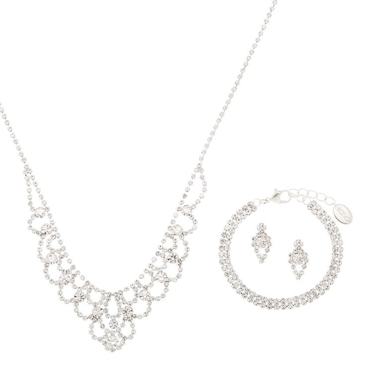 Silver Rhinestone Princess Jewelry Set - 3 Pack,