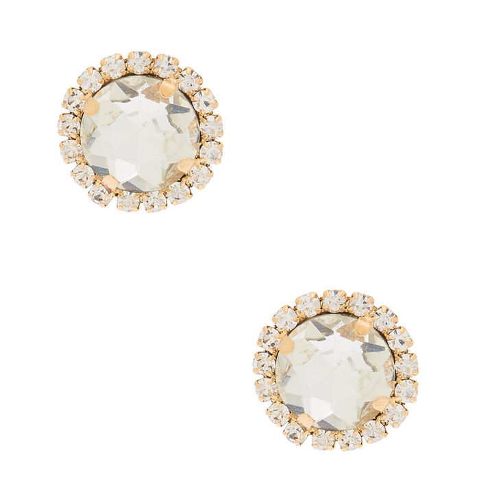 Gold Crystal Stud Earrings,