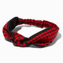 Black &amp; Red Houndstooth Knotted Bow Headwrap,