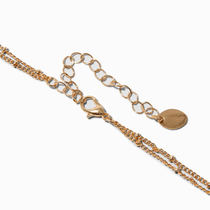 Gold-tone Coin &amp; Crystal Multi-Strand Necklace,