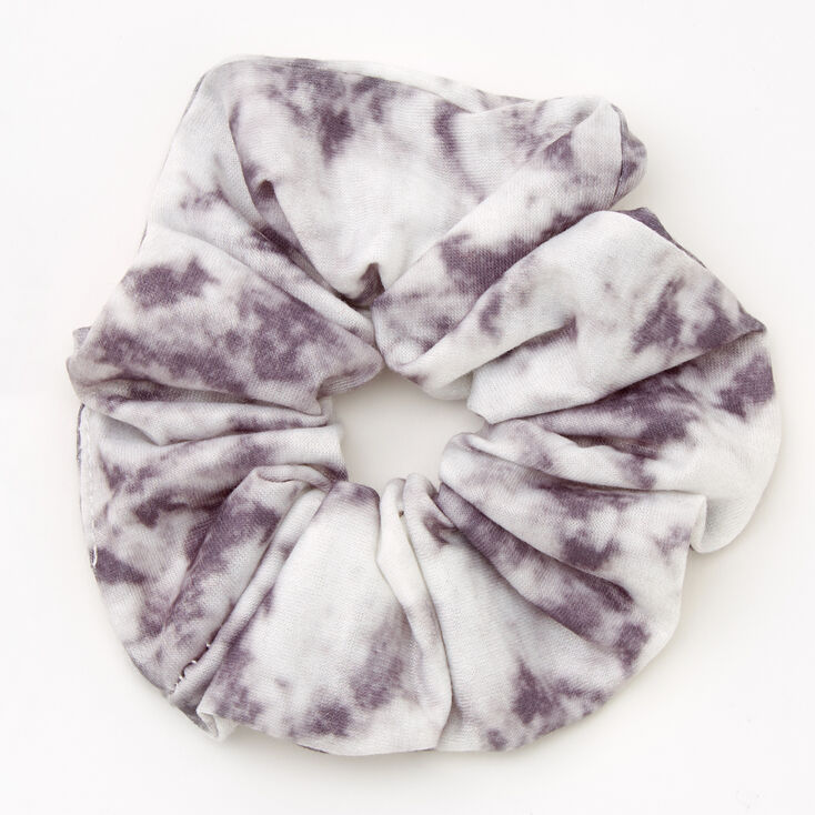 Medium Gray &amp; White Tie Dye Hair Scrunchie,