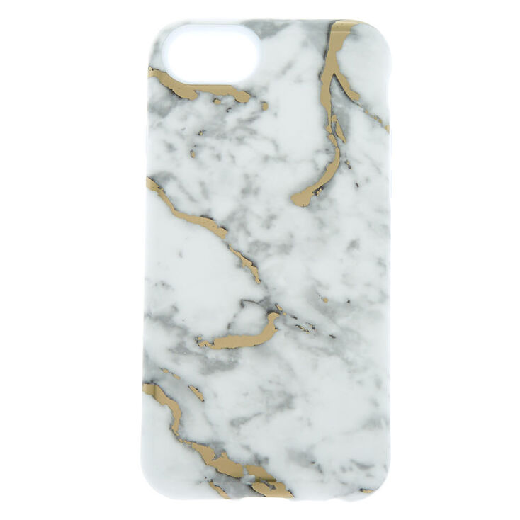 White & Gold Marble Protective Phone Case - Fits iPhone 6/7/8,