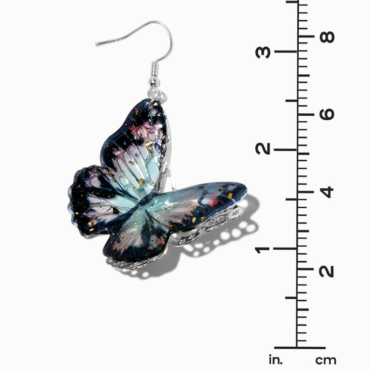 Black Filigree Butterfly 3D 2&quot; Drop Earrings,