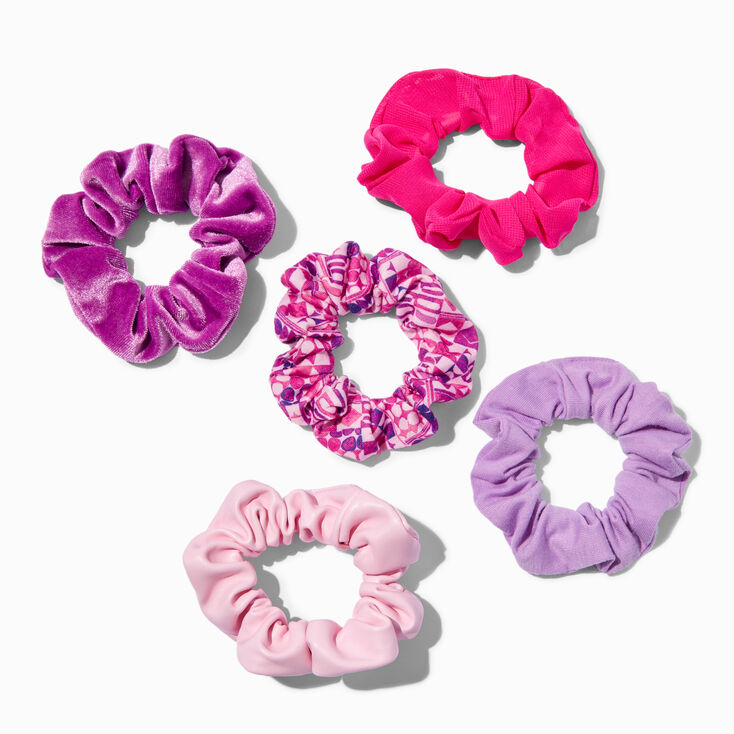 Purple Geometric Hair Scrunchies - 5 Pack,