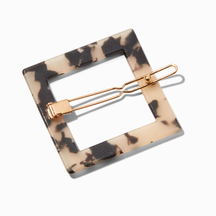 Gray Tortoiseshell Square Hair Barrette,