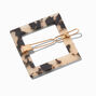 Gray Tortoiseshell Square Hair Barrette,