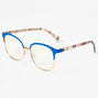 Navy Blue Tortoiseshell Browline Clear Lens Frames,