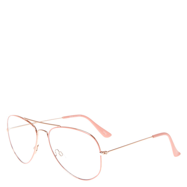 Blush Aviator Clear Fake Glasses,