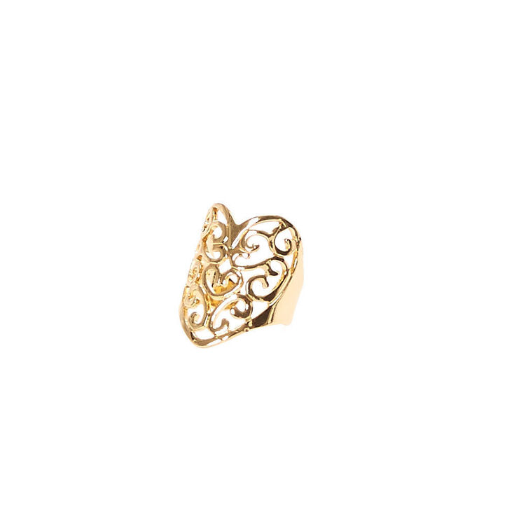 Filigree Gold Toned Heart Ear Cuff,