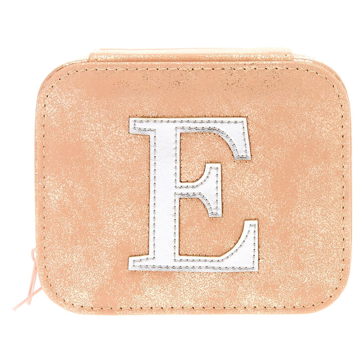 Blush Pink "E" Initial Jewelry Case,