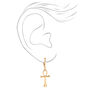 Gold Ankh 10MM Huggie Hoop Earrings,