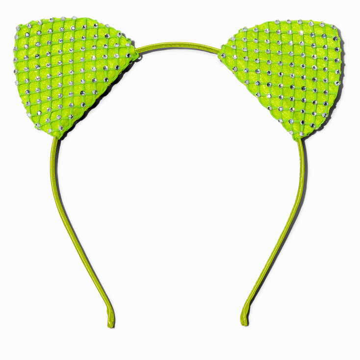 Green Diamante Cat Ears Headband,