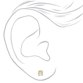 18kt Gold Plated Cubic Zirconia Basket Stud Earrings - 4MM,