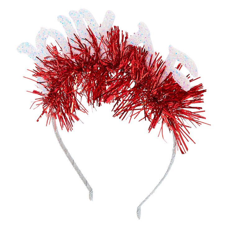 Jolly AF Tinsel Headband - Red,