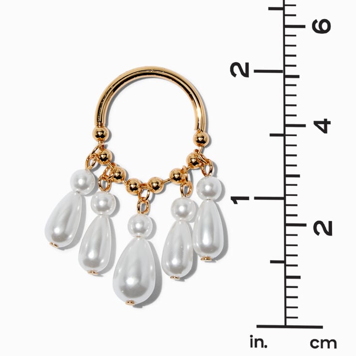 Gold-tone Pearl Cascade 2&quot; Drop Earrings,