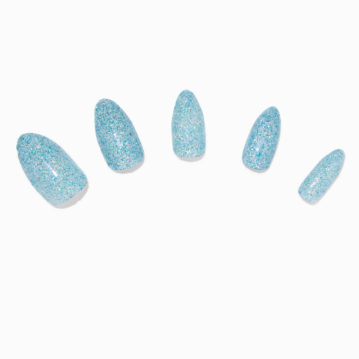 Holographic Blue Gel Stiletto Vegan Faux Nail Set - 24 Pack,