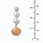 Heart Pearl &amp; Gold-tone Seashell 3&quot; Drop Earrings,
