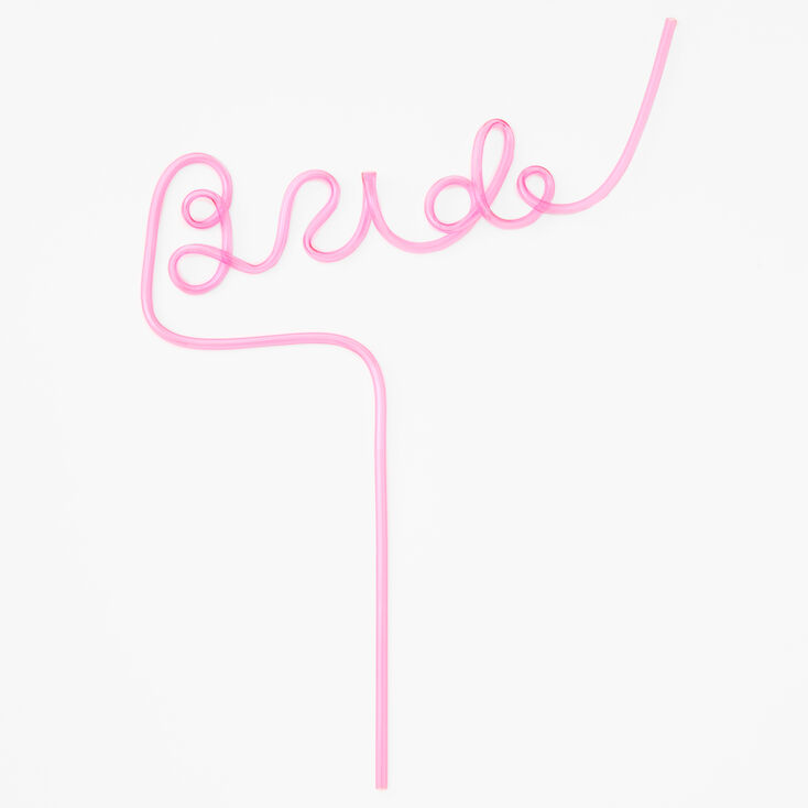 Bride Pink Script Drinking Straw