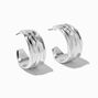 Silver-tone  20MM Wide Water Carved Hoop Earrings,
