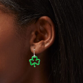 St. Patrick&#39;s Day Glitter Shamrock 1&quot; Drop Earrings,