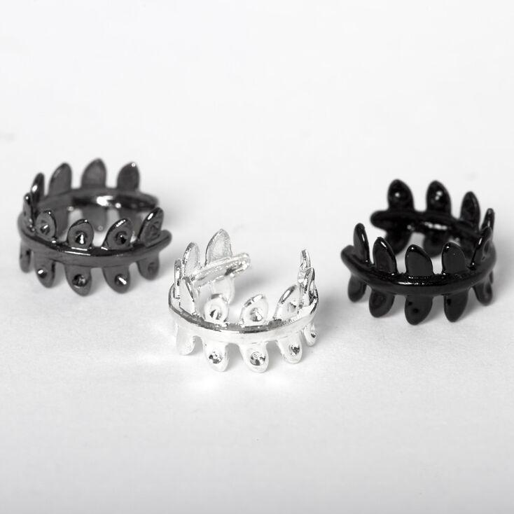 Mixed Metal Leaf Ear Cuffs - 3 Pack,