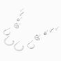 Silver-tone Pearl Stack Earring Set - 6 Pack,