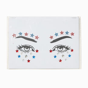 Red, White, &amp; Blue Star Gems Face Stickers,