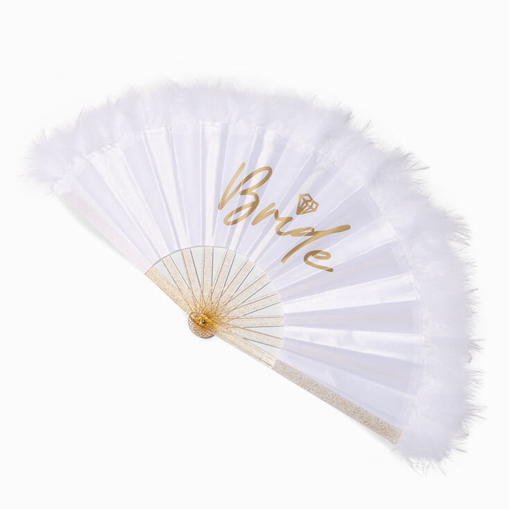Feathery Bride Large Folding Fan,