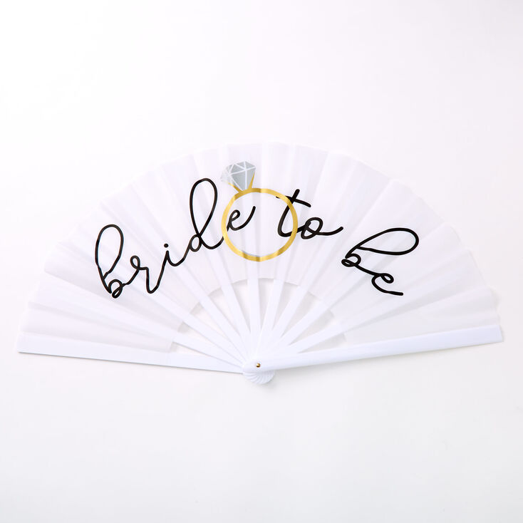 Bride To Be Oversized Folding Fan - White,