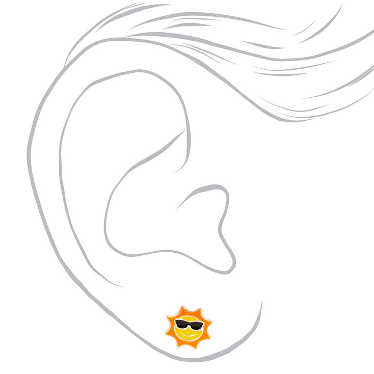 Sterling Silver Sunglasses Sun Stud Earrings,