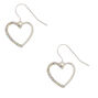 Silver 1&quot; Simulated Crystal Heart Drop Earrings,