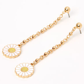 Gold Daisy 3&quot; Drop Earrings,