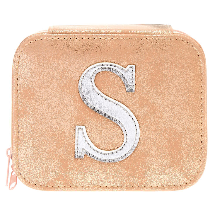 Blush Pink "S" Initial Jewelry Case,