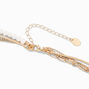 Gold Pearl Chain Multi-Strand Necklace,
