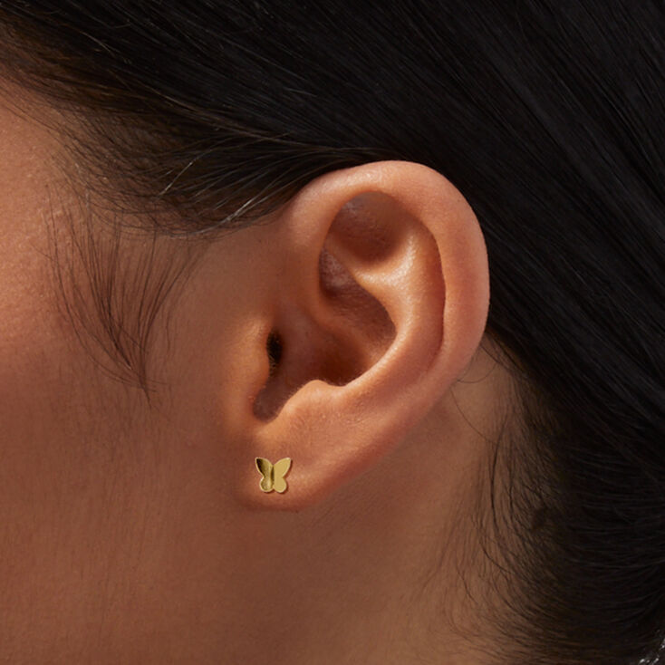 Sterling Silver Bent Butterfly Stud Earrings,