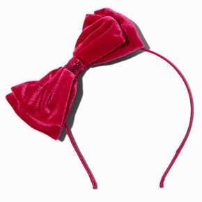 Pink Velvet Sequin Bow Headband,