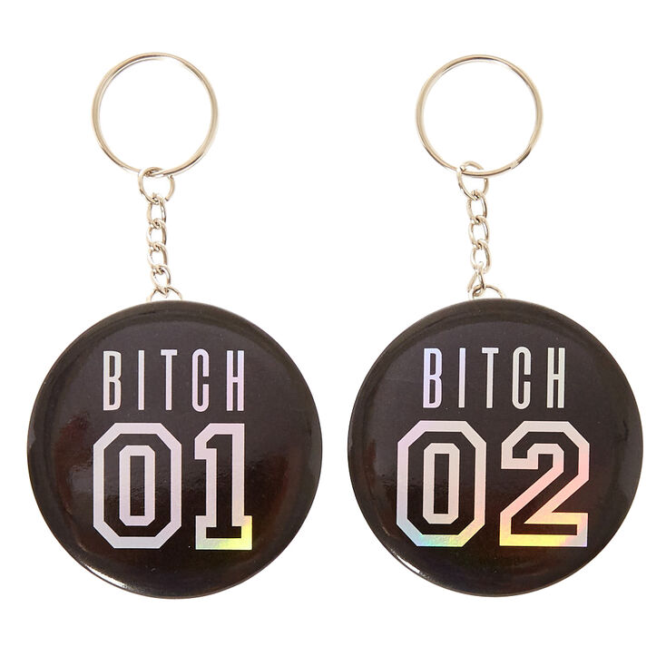 Bitch 1 + Bitch 2 Mirror Keychains,