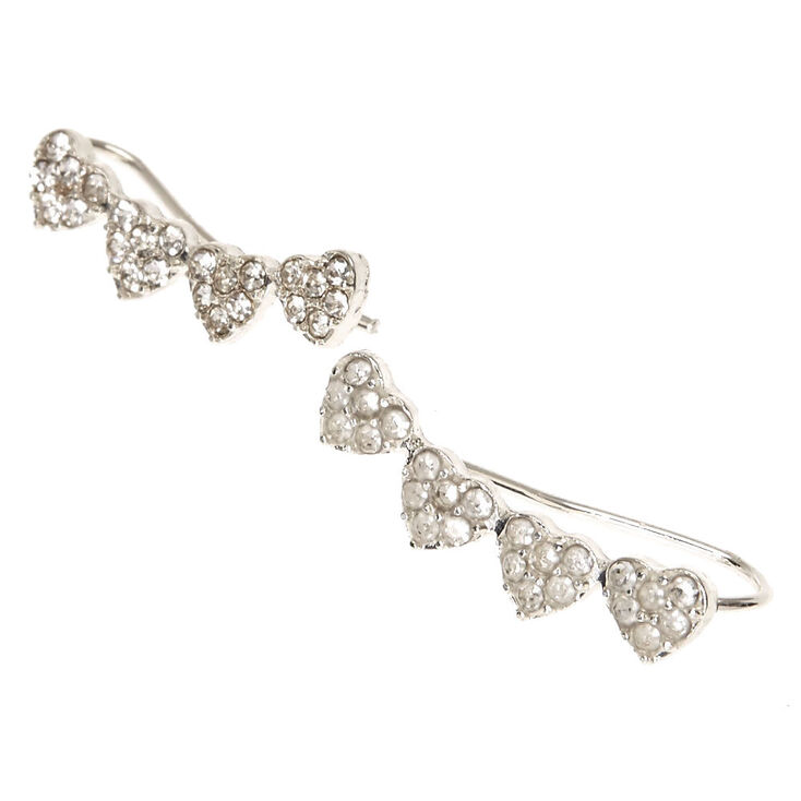 Faux Crystal Hearts Ear Crawlers,