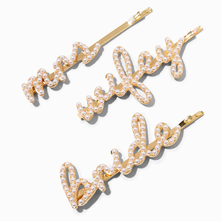 Pearl &amp; Gold Bride Hair Pins - 3 Pack,