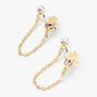 Gold Hamsa Hand Crystal Connector Stud Earrings,