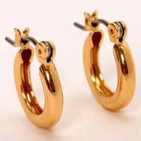 Gold 10MM Tube Hoop Earrings,