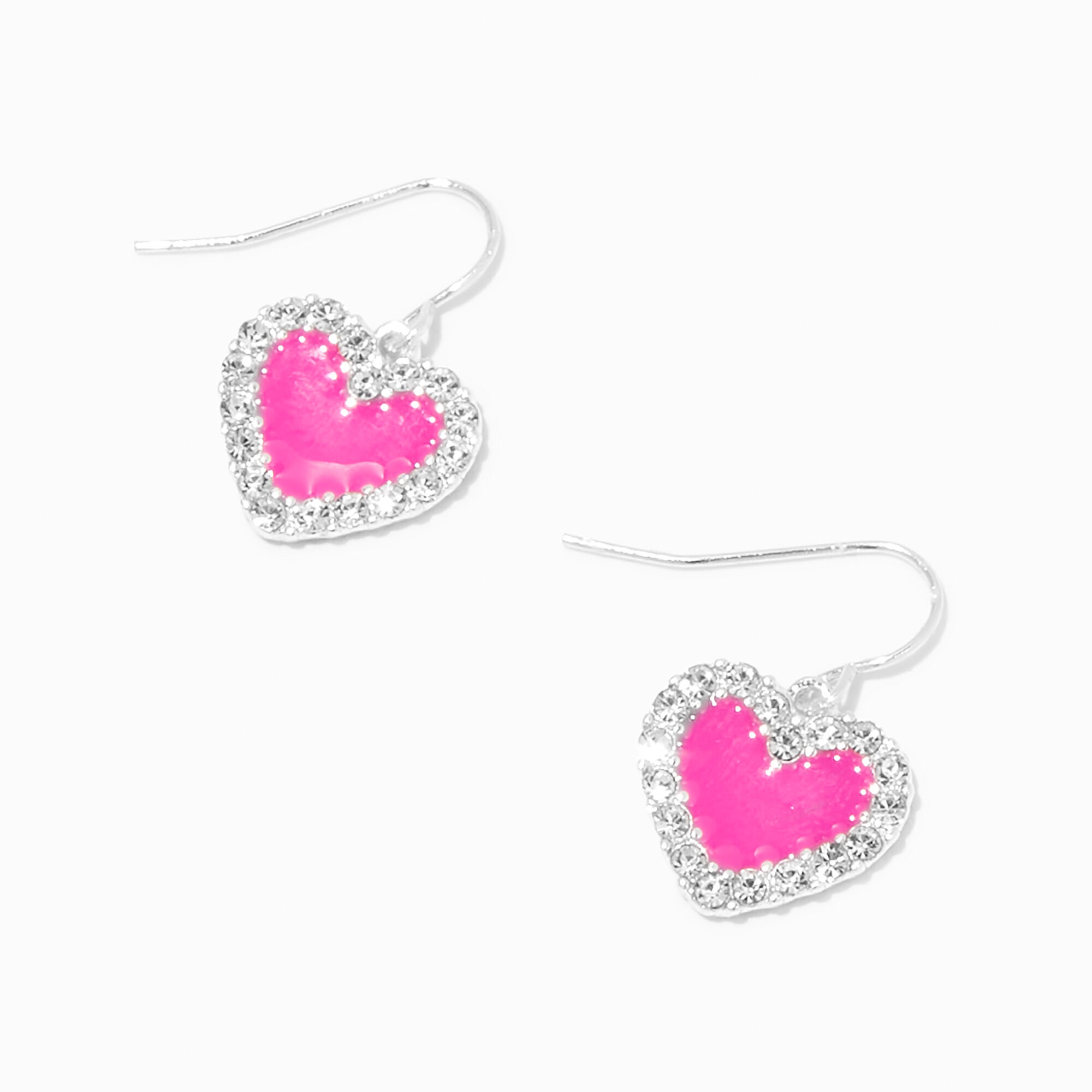 Pink heart earrings silver discount