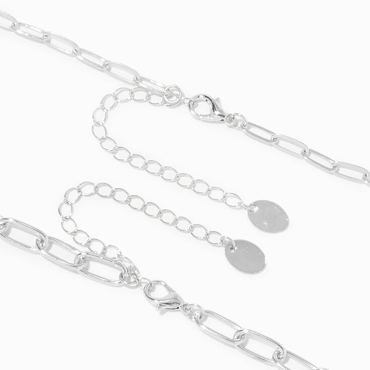 Silver Pearl Paperclip Necklace Set - 2 Pack,