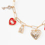 Gold Multi Charm Chain Link Bracelet,