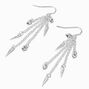 Silver-tone Spike &amp; Heart Fringe 2&quot; Drop Earrings,