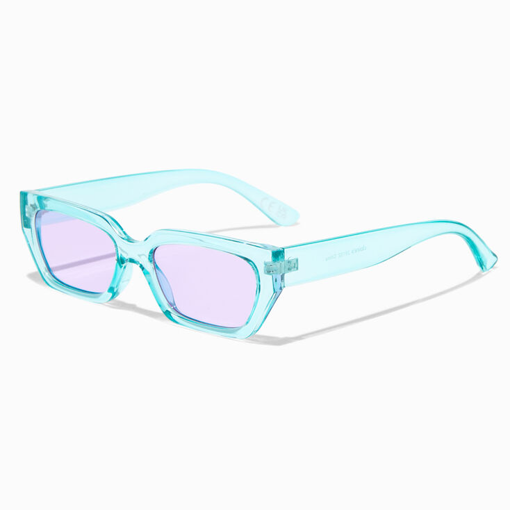 Blue Geometric Purple Lens Sunglasses,