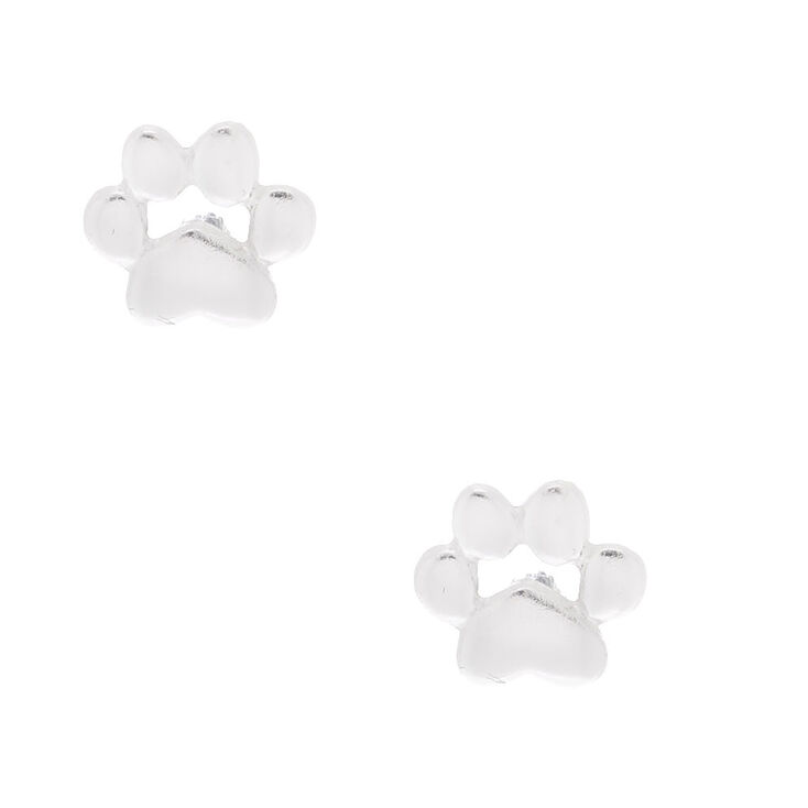 Sterling Silver Dog Paw Stud Earrings,