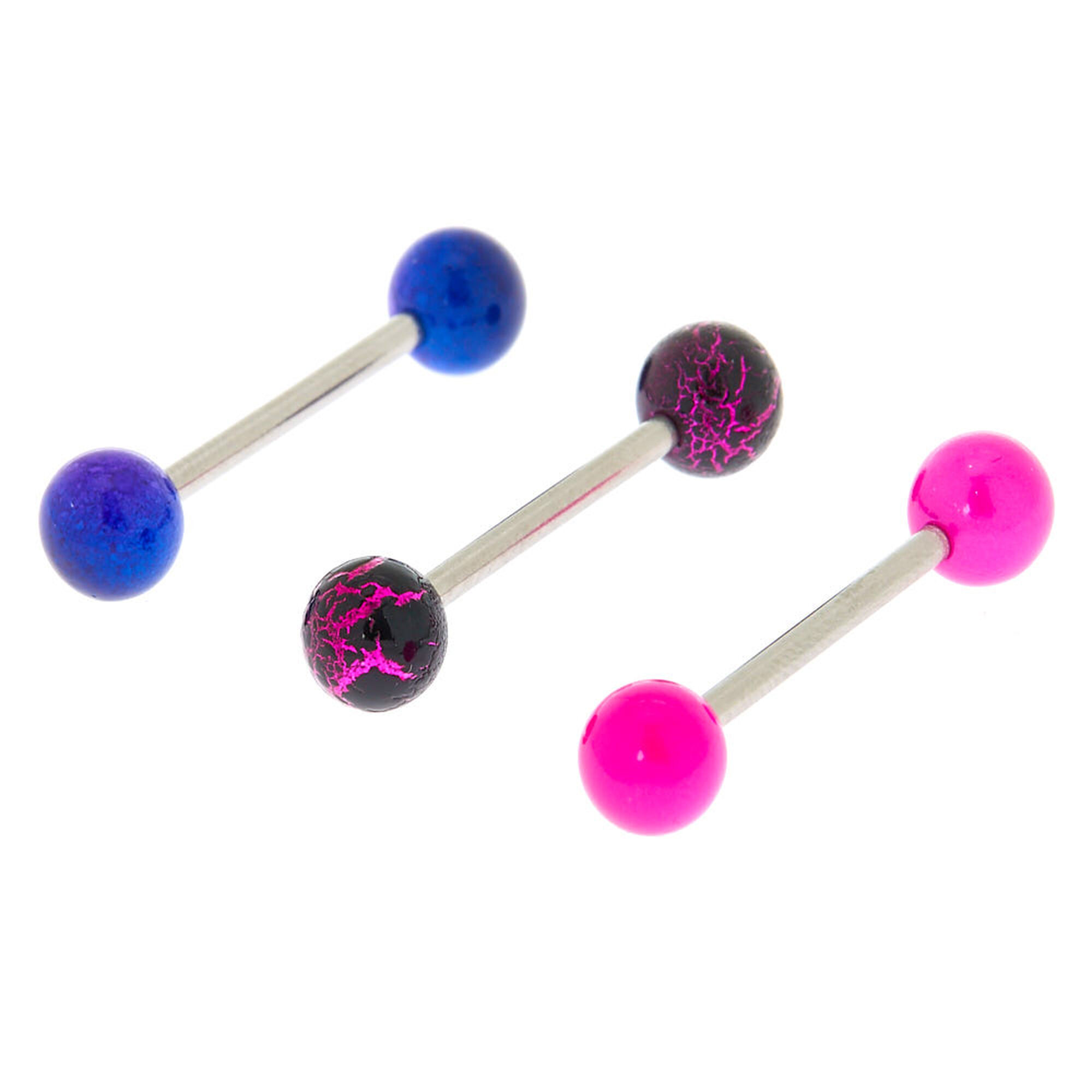 Silver 14g Metallic Tongue Rings 3 Pack Icing Us